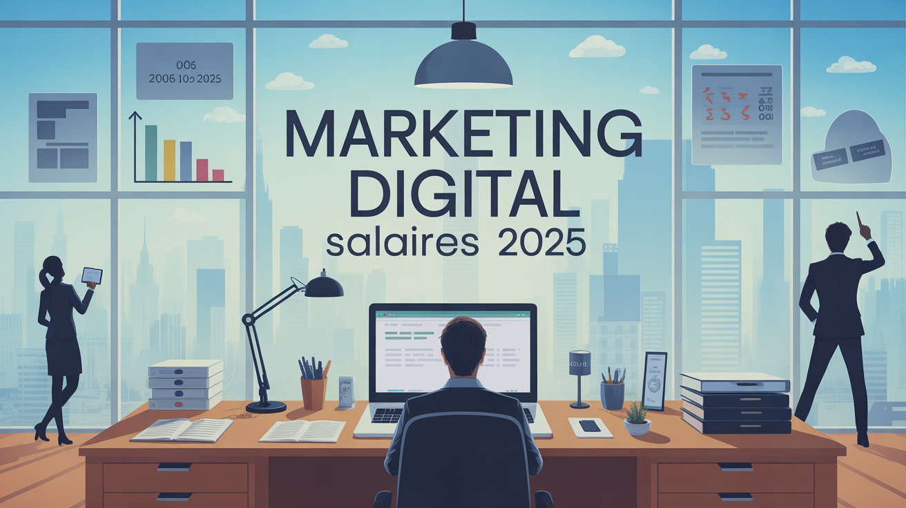 Marketing digital salaires 2025, bureau, chiffres