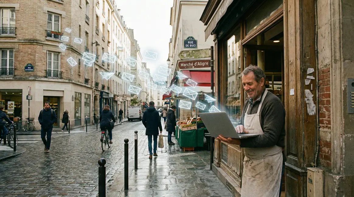 Commerçant local utilisant emailing quartier