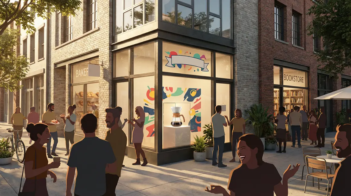 scene quartier urbain ambiance lancement produit local