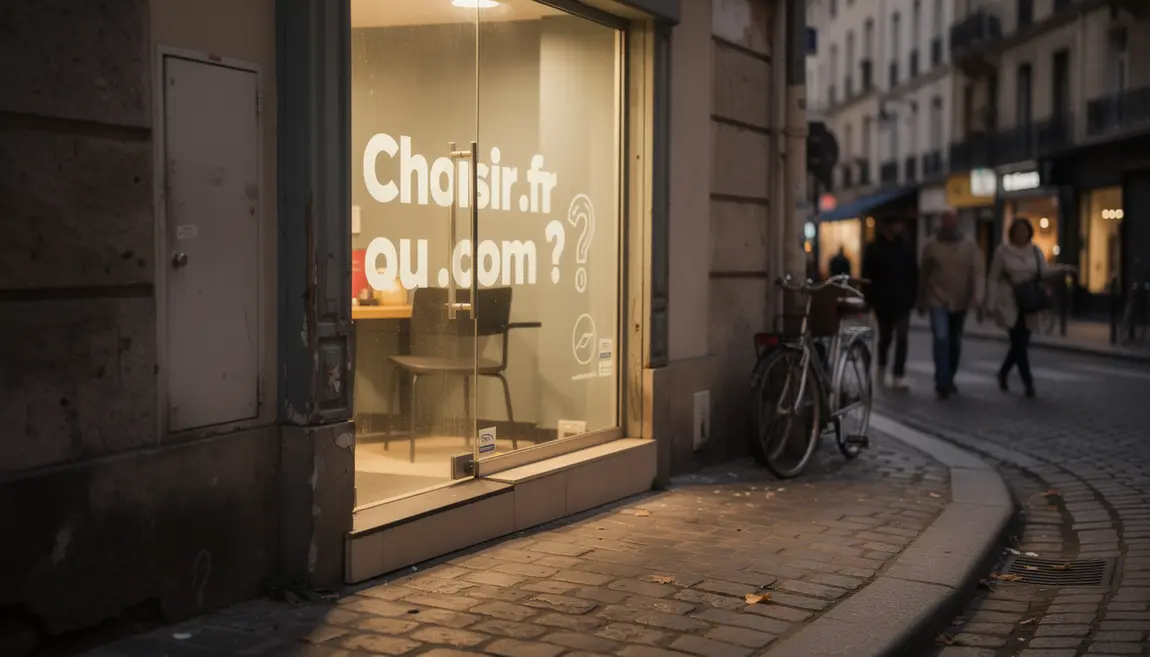 Vitrine magasin choix entre .fr et .com extension