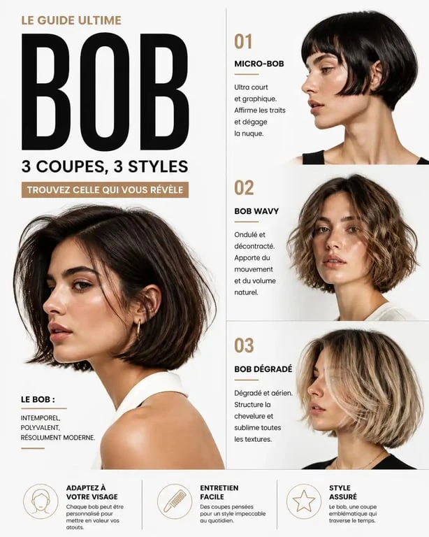 Différents styles de coupe carré femme tendance pour 2026
