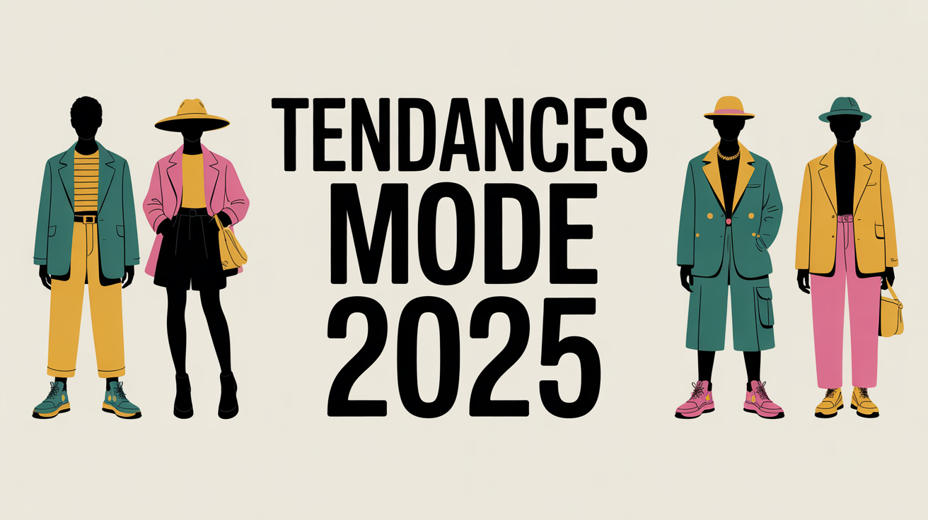 Silhouettes illustrées tendance mode 2025 sur fond neutre